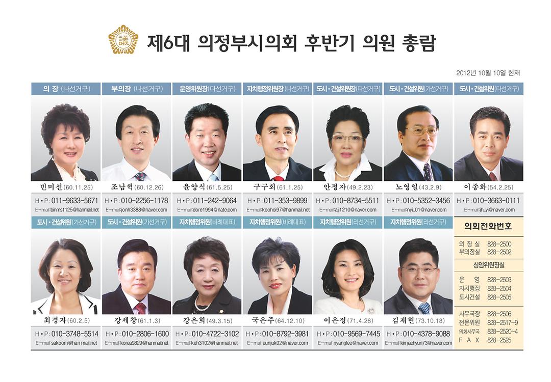 제6대 의정부시의회 후반기 의원 총람1