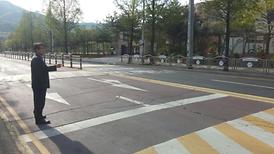 녹양중학교 앞 도로의 중앙분리대 미설치로 인한 학생들 무단행단발생  민원현장 방문