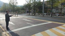 녹양중학교 앞 도로의 중앙분리대 미설치로 인한 학생들 무단행단발생  민원현장 방문